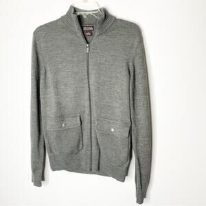 Michael Michael Kors Wool Blend Grandpa Gray Zip Front Cardigan Size Medium